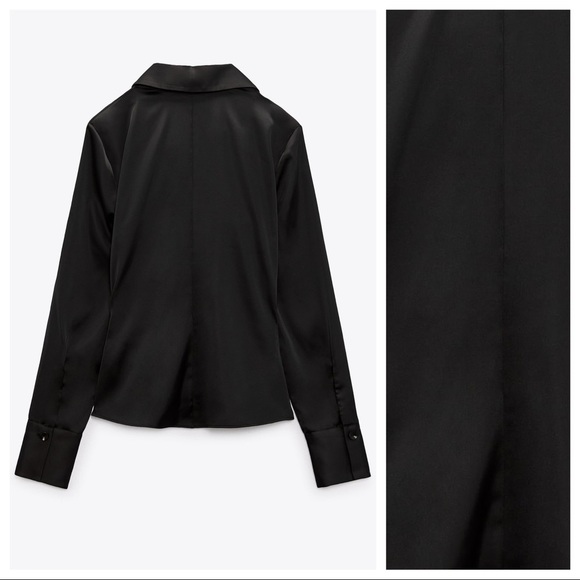 NWT. Zara Satin Effect Top with Gathered Details. Size M. - Picture 7 of 10